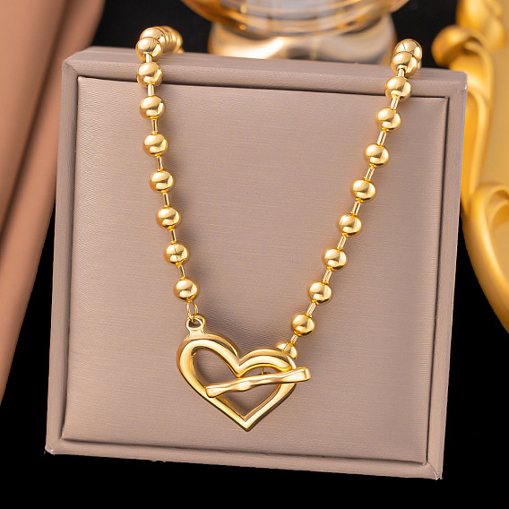 304 ожерелья из нержавеющей стали с подвеской в виде сердца и шариковой цепочкой для женщин
