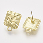 Alloy Stud Earring Findings, with Steel Pins and Loop, Square
