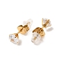 Cubic Zirconia Flower of Life Pendant Necklace & Diamond Stud Earrings, Golden 304 Stainless Steel Jewelry Set for Women