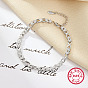 Rhodium Plated Platinum Plated 925 Sterling Silver Infinity Link Chain Bracelets, with Clear Cubic Zirconia, with 925 Stamp