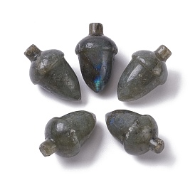 Natural Labradorite Beads, No Hole/Undrilled, for Wire Wrapped Pendant Making, Filbert