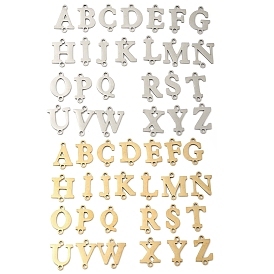 26 шт. 26 стили 201 звенья из нержавеющей стали с лазерной резкой букв A~Z, ионное покрытие (ip)