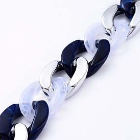 Imitation Gemstone Style Handmade Acrylic Curb Chains, with CCB Plastic Linking Ring
