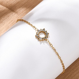 Подсолнух 304 браслеты из нержавеющей стали для женщин, с кубического циркония