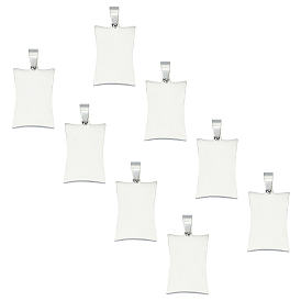 Pendentifs en acier inoxydable, finition polie miroir, balises de marquage vierges, rectangle