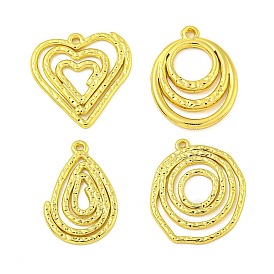 304 Stainless Steel Pendants, Real 18K Gold Plated, Heart & Oval & Teardrop & Flat Round Charm