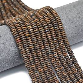 Нити из матовых бусин из натурального бронзита, рондель