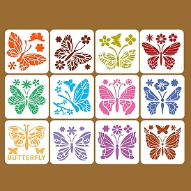 Modèles de pochoirs de peinture de dessin en plastique pour animaux de compagnie, carré avec motif papillon