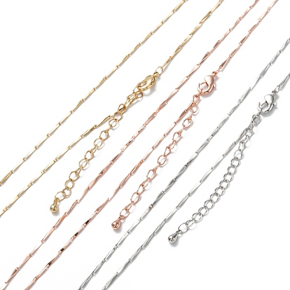 Brass Bar Link Chain Necklaces, Long-Lasting Plated