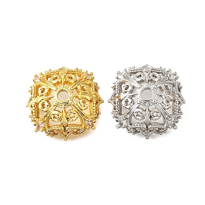 Колпачки для бусин из прозрачного кубического циркония в форме цветка из латуни, долговечный, без кадмия и без свинца, стойки покрытие