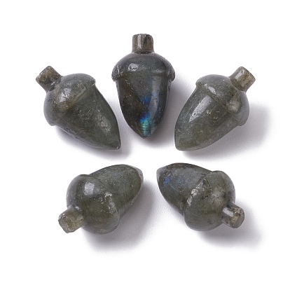 Natural Labradorite Beads, No Hole/Undrilled, for Wire Wrapped Pendant Making, Filbert
