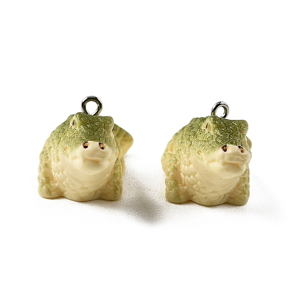 Непрозрачные подвески смолы, крокодиловые прелести, с платиновыми тоновыми железными петлями