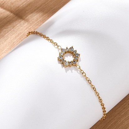 Подсолнух 304 браслеты из нержавеющей стали для женщин, с кубического циркония