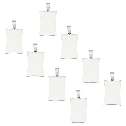 Pendentifs en acier inoxydable, finition polie miroir, balises de marquage vierges, rectangle