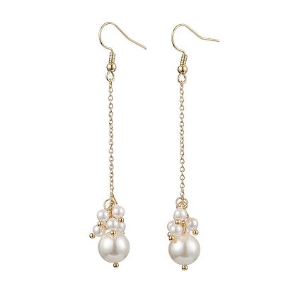 Серьга с подвеской из ракушек и жемчуга, с медными крючками и цепями, круглые