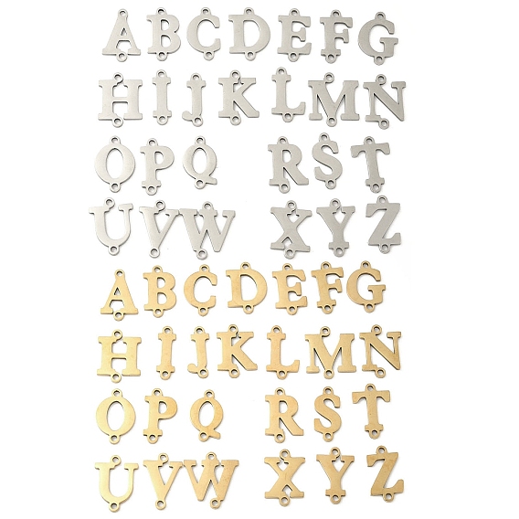 26 шт. 26 стили 201 звенья из нержавеющей стали с лазерной резкой букв A~Z, ионное покрытие (ip)