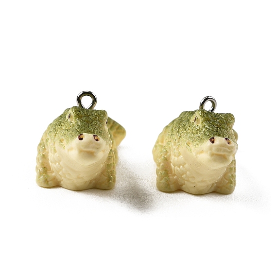 Непрозрачные подвески смолы, крокодиловые прелести, с платиновыми тоновыми железными петлями