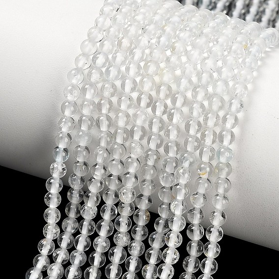 Бусины из натурального белого топаза, гладкий круглый