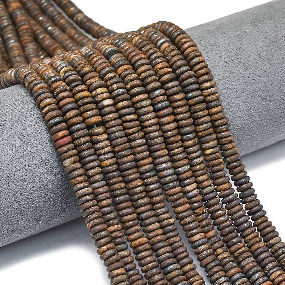Нити из матовых бусин из натурального бронзита, рондель