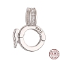 925 Sterling Silver Micro Pave Clear Cubic Zirconia Twister Clasps, with S925 Stamp, Ring