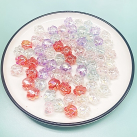 Cute Transparent Acrylic Beads, AB Color Plated, Cat Paw Print