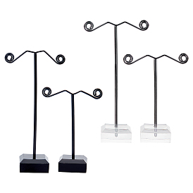 4 Pcs 2 Styles Acrylic Earring Display Stand, with Iron Finding, for Hanging Dangle Earring