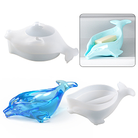 Moules en silicone porte-savon dauphin auto-videur, pour la résine UV, fabrication artisanale de résine époxy