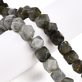 Natural Labradorite Beads Strands, Faceted Cube