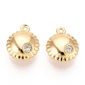 Латунные микропаве прозрачные подвески с фианитом, , без никеля 