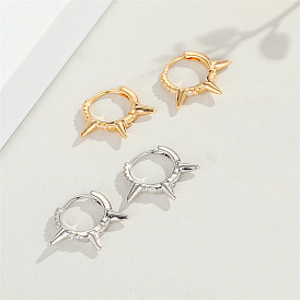 Punk Rivet Copper Micro Inlaid Earrings with Personality Zircon Small Hoop Ear Clips for Women