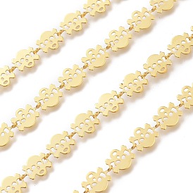 Brass Skull Link Chains, for Halloween Jewelry Making, Long-Lasting Plated, Unwelded