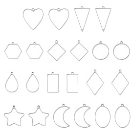 22 шт 11 стили 304 подвески из нержавеющей стали, луна звезда сердце треугольник шарм