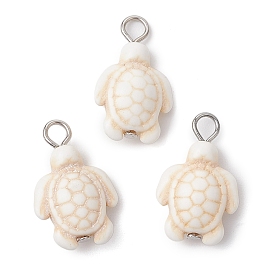 Teints pendentifs turquoises synthétiques, avec des épingles de fer, tortue