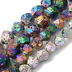 Blaking Painted Natural Lava Rock Beads Strands, Faceted Round