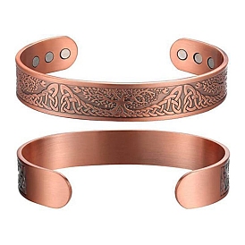 Alloy Magnetic Cuff Bangles for Woman Men, Tree