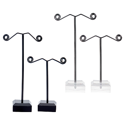 4 Pcs 2 Styles Acrylic Earring Display Stand, with Iron Finding, for Hanging Dangle Earring