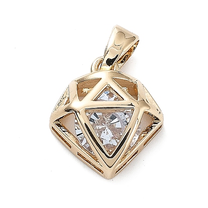 Brass with K9 Glass Pendants, Diamond Charms