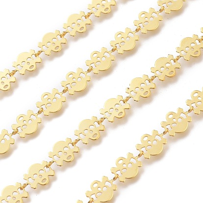 Brass Skull Link Chains, for Halloween Jewelry Making, Long-Lasting Plated, Unwelded