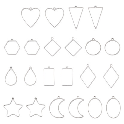 22 шт 11 стили 304 подвески из нержавеющей стали, луна звезда сердце треугольник шарм
