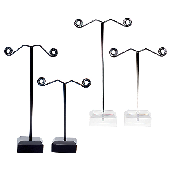 4 Pcs 2 Styles Acrylic Earring Display Stand, with Iron Finding, for Hanging Dangle Earring