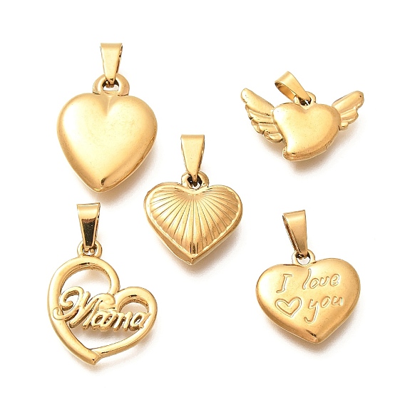 День матери 201 кулоны из нержавеющей стали, сердце со словом "мама", ионное покрытие (ip)