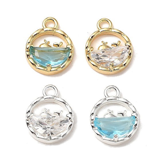 Латунные микро проложить кубического циркония прелести, без кадмия, без никеля и без свинца, плоские круглые с дельфином