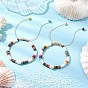 Регулируемые плетеные браслеты из синтетической бирюзы heishi, натуральной морской ракушки, кокоса и культивированного пресноводного жемчуга для женщин, плоско-круглые