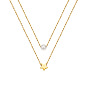 Double-layered Star Pendant Pearl Necklace with Titanium Steel 18K Gold Collarbone Chain