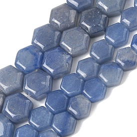 Нити бусин из натурального синего авантюрина (окрашенного и нагретого), шестиугольник