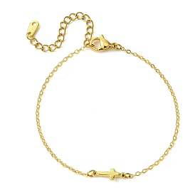 Cross Brass Link Bracelets, Cable Chain Bracelets for Women