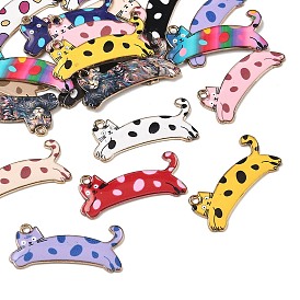 Colgantes de la aleación del esmalte impresos, encantos de forma de gato, dorado