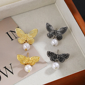 Alloy Stud Earrings for Women, Butterfly