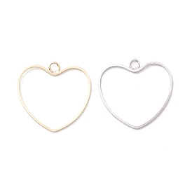 Pendentifs à lunette arrière ouverte en laiton placage en rack, plaqué longue durée, sans cadmium et sans plomb, coeur creux