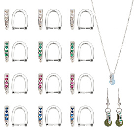 16 шт. 4 цвета стойка покрытие латунь паве кубический цирконий защелка на дужках, без кадмия и без свинца